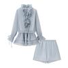 Kaslead New Women clothes Western Style Fashion Simple Casual Flowers Dress Shorts Set