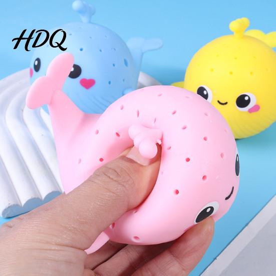 Durable Stress Ball Squeeze Toy Whale Shape Slow Rebound Decompression Relief Bright Color Desktop Ornament Sensory Fidget