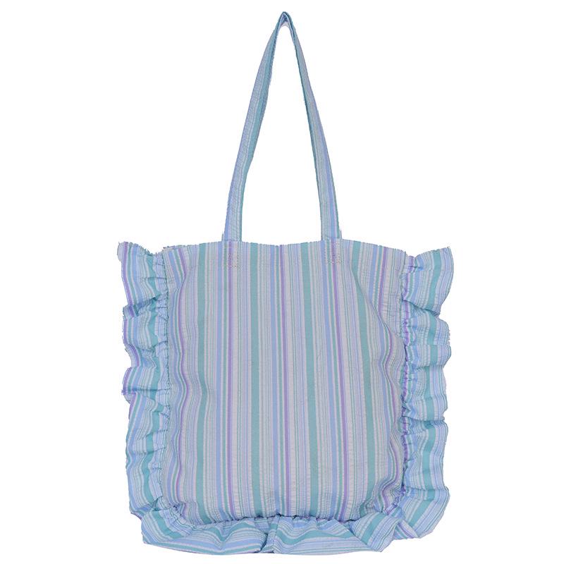 Fresh Checkered Ruffle One-Shoulder Lace Backpack: Cute Korean Style Tote for Daily Commute and Students