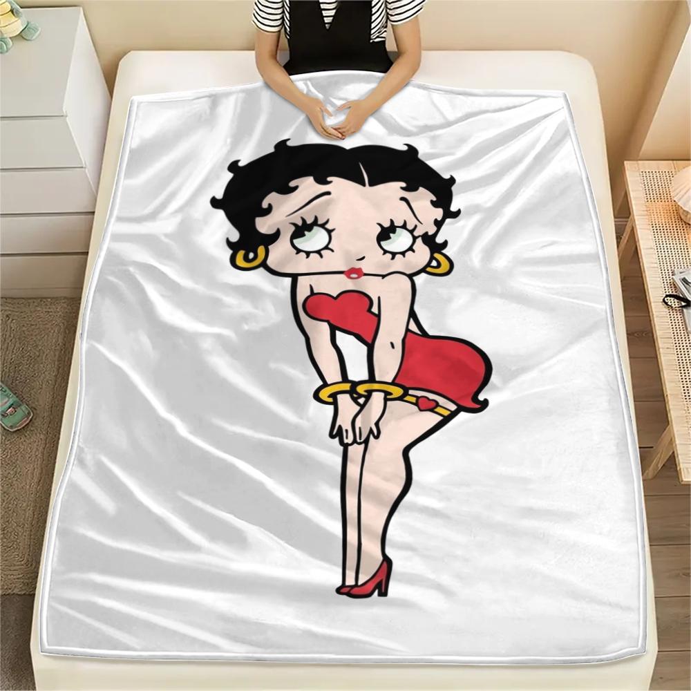 1PC betty boop Print Flannel Blanket, High quality Comfortable for All Seasons, Home Decor, Warmth and Comfort, Perfect for Christmas Gifts