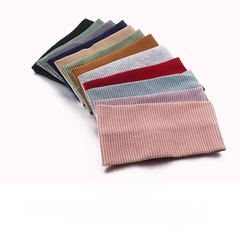 Korean Wash Face Hairbands Soft Cotton Knitted striped Headband For Women Girls Bandanas Fashion Sports Cycling Hair Accessories