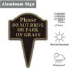 Do not Drive or Park on Grass Sign, Yuntarda 2-Pack 10”x14” Double Sided Stay Off Grass Sign with Integrated Stake Rust-free Aluminum Yard Sign