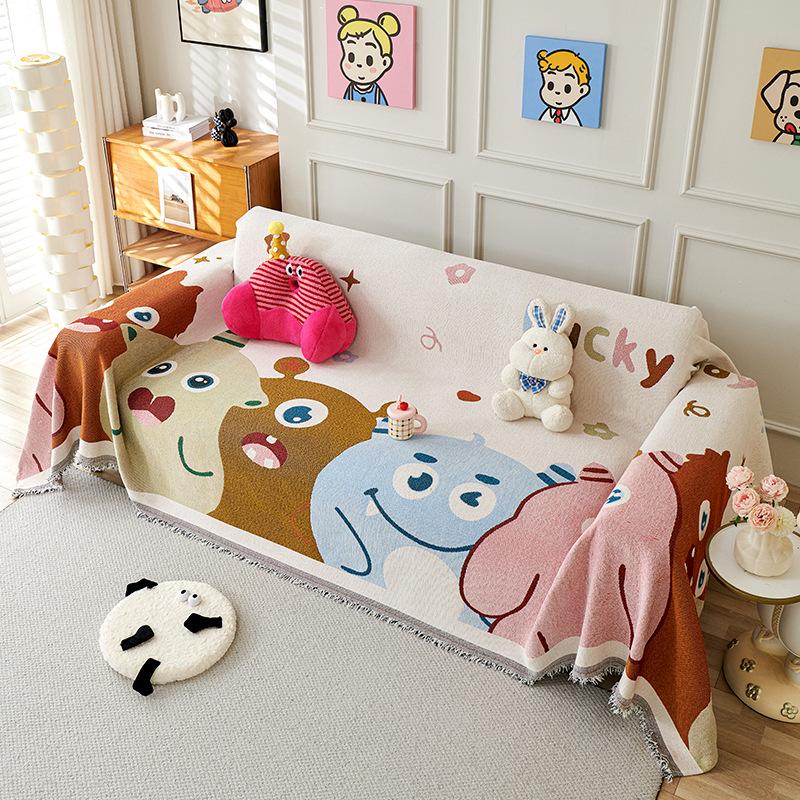Cartoon Chenille Full Coverage Sofa Cover Universal Season Couch Protector Slipcover