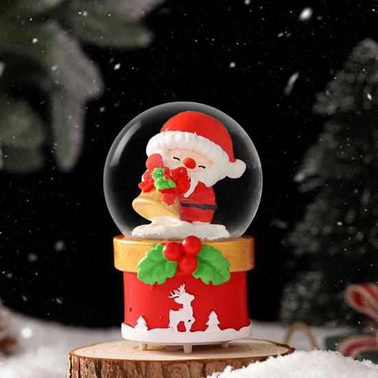 4.5/6.5CM Christmas Glowing Faux Crystal Ball Ornament LED Light-up Santa Claus Figurine Inside Clear Sphere Holiday Party Office Desktop Decoration