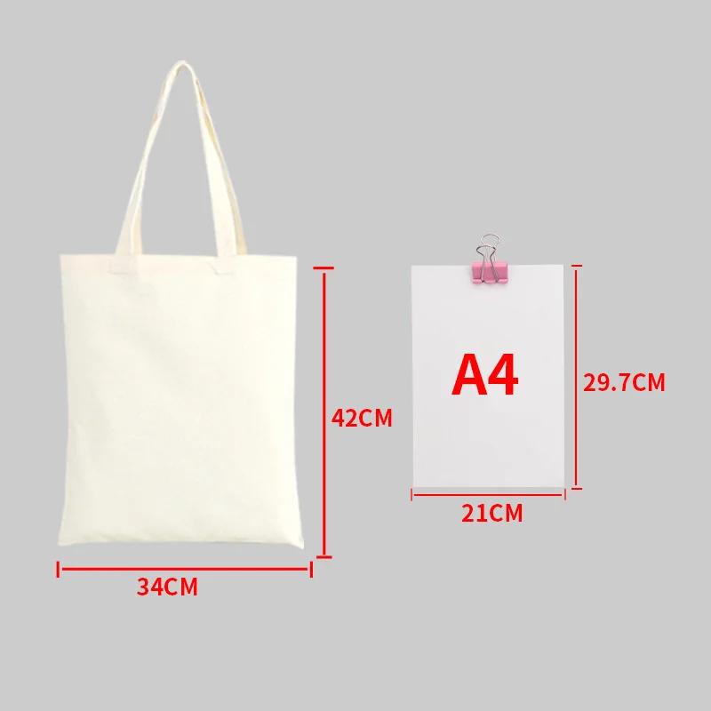 Reusable Foldable Shoulder Handbag Eco-Friendly Women Ladies Large Cotton Fabric Canvas Tote Bag For Market Shopping Bags Blank