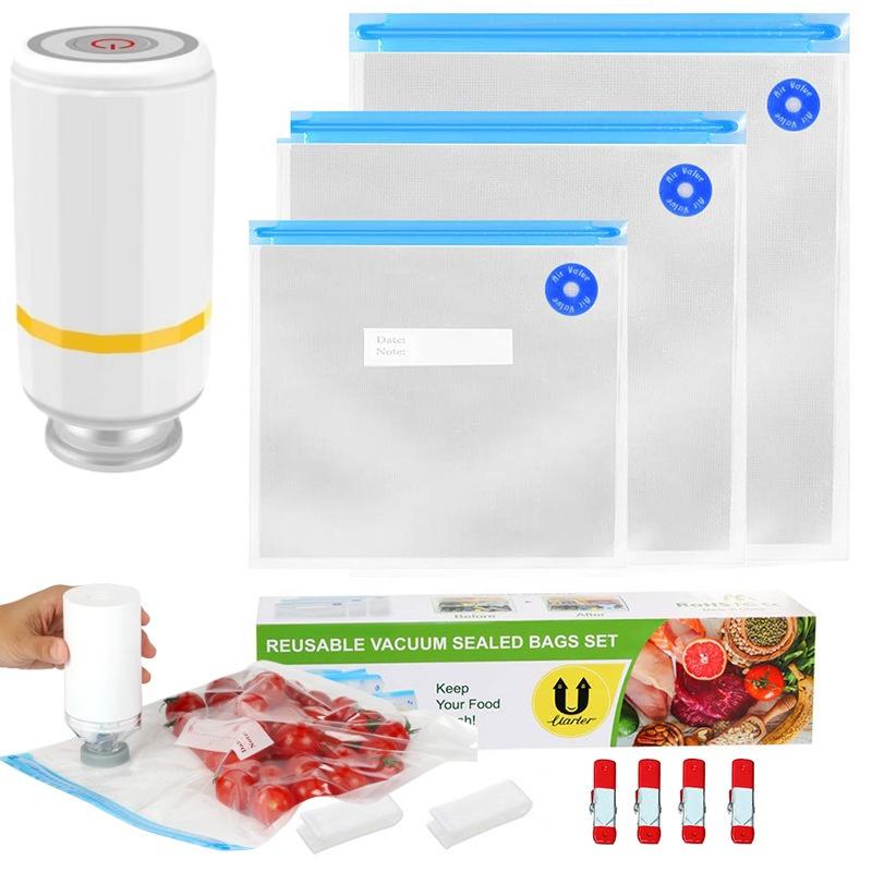 1/5/10Pcs Electric Air Pump Automatic Sealing Machine Multifunctional Vacuum Sealer with Bags for Sous Vide Meal Prep Storage