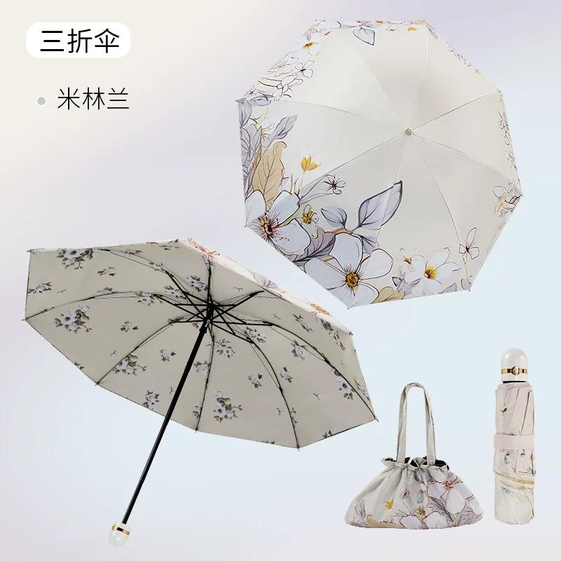 Baolizi Purple Sun Protection Umbrella Double-Layer Vinyl Rain Or Shine Dual-Use Women Manual Folding Umbrella 50% off Portable Umbrella