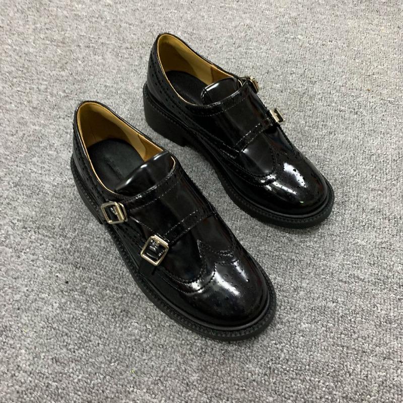 Anti-slip Leather Shoes, Exquisite Single Shoes, Thick-heeled Shoes