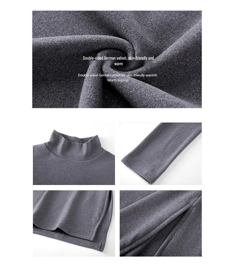 Women's Slimming Double-Sided Velvet Half-High Neck Top – Slim Fit, Flaw-Concealing Design, Niche Autumn/Winter Layer with Slit