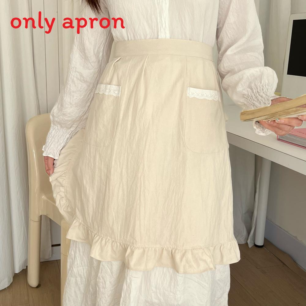 Tablier en Coton Imperméable avec Dentelle Design Mi-long pour la Cuisine Maison et l'Usage en Cuisine