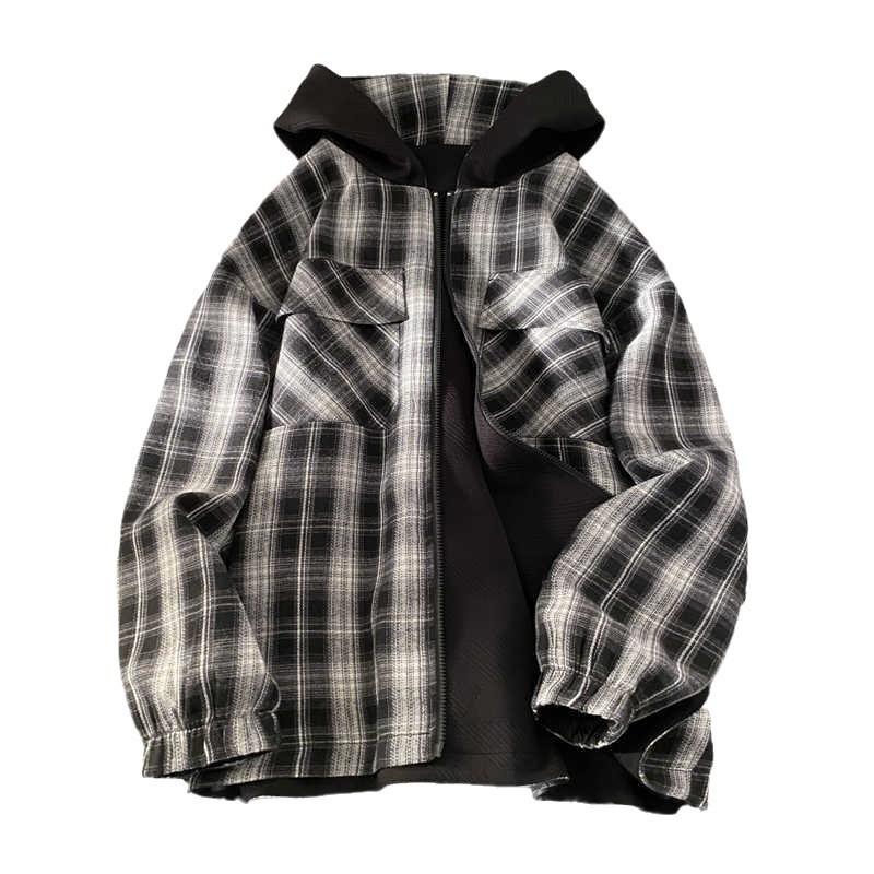 American Jacket Men's and Women's Same Spring and Autumn Double-sided Wear Retro Plaid Trendy Brand Casual Cardigan Jacket