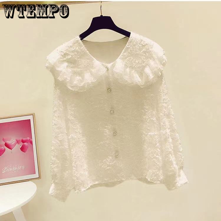 Padded and Thickened Autumn and Winter Models Shirt Female Temperament Lace Edge Yangqi Bottoming Casual Shirt Thin Versatile Blouse