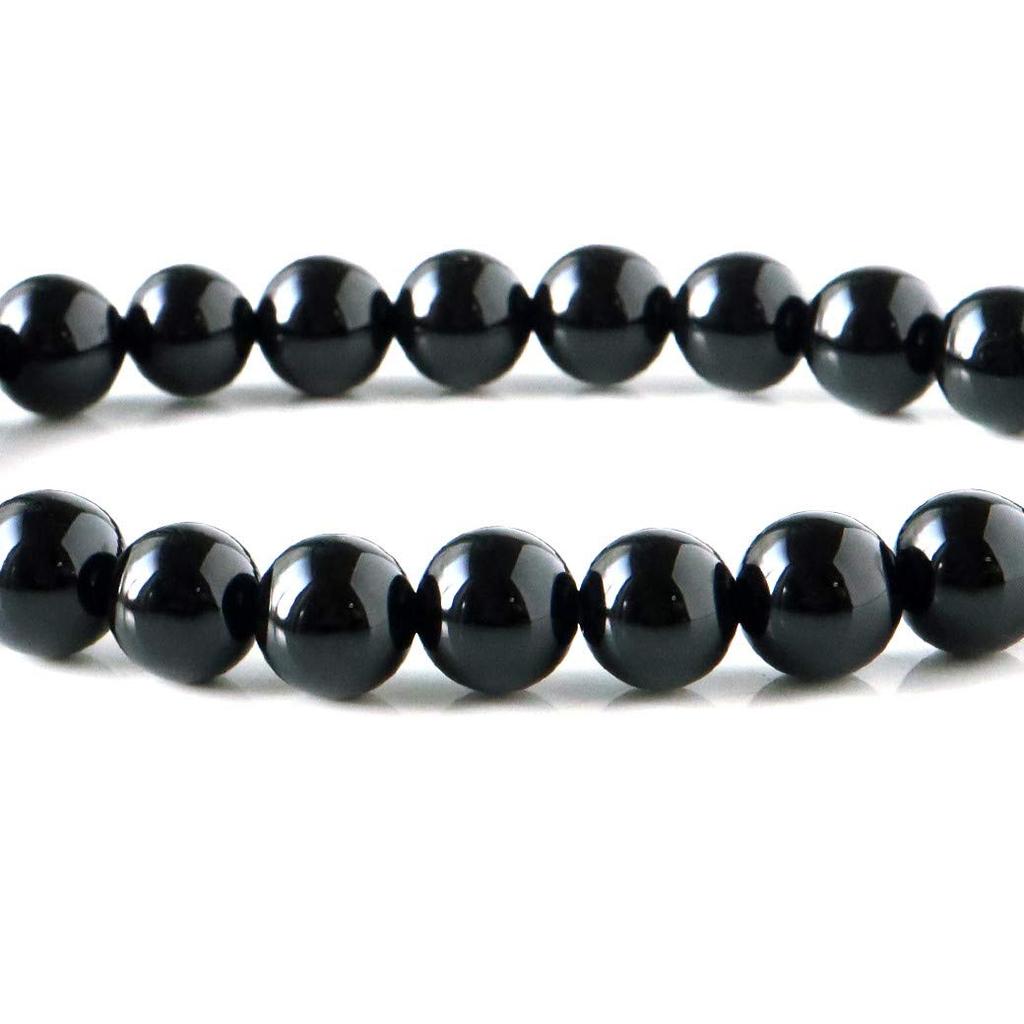 and Onyx and Black Agate Natural Stone Power Stone Inner 14cm Men's Women's Bracelet, 8mm, Circumference Approx.