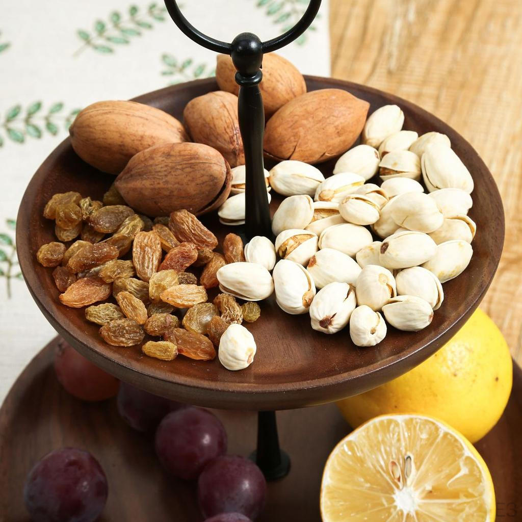 2 Layer Tier Wood Round Serving Display Cakes Platter Food Pastry Stand Rack