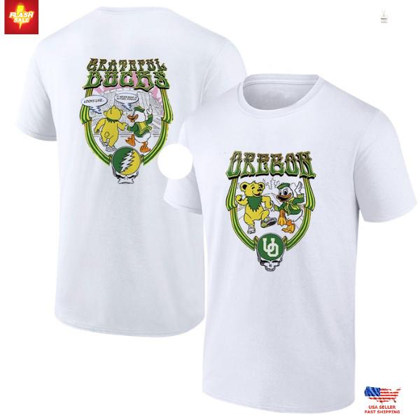 Grateful Dead x Oregon Ducks Коробка Дождя Двусторонняя Футболка Унисекс S-5XL Унисекс Футболка XXL