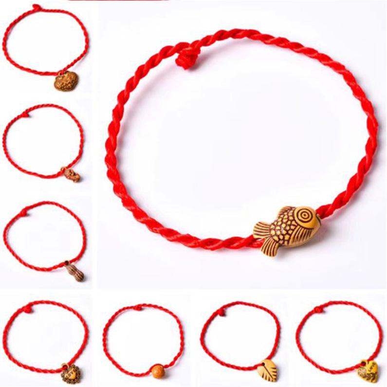

Бенминниан Браслет ручной работы из узла Кинг Конг с золотыми бусинами - Красная веревка для пар