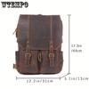 Vintage-Style Genuine Leather Backpack - Large Capacity, Adjustable Straps for Travel & Laptop Storage, Deep Brown