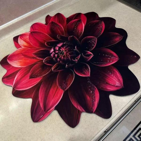 

3D Креативный коврик для пола из диатомитовой грязи в форме цветка для ванных комнат, кухонь и прихожих - Водопоглощающий, противоскользящий и прочный коврик для ног 40 * 40cm