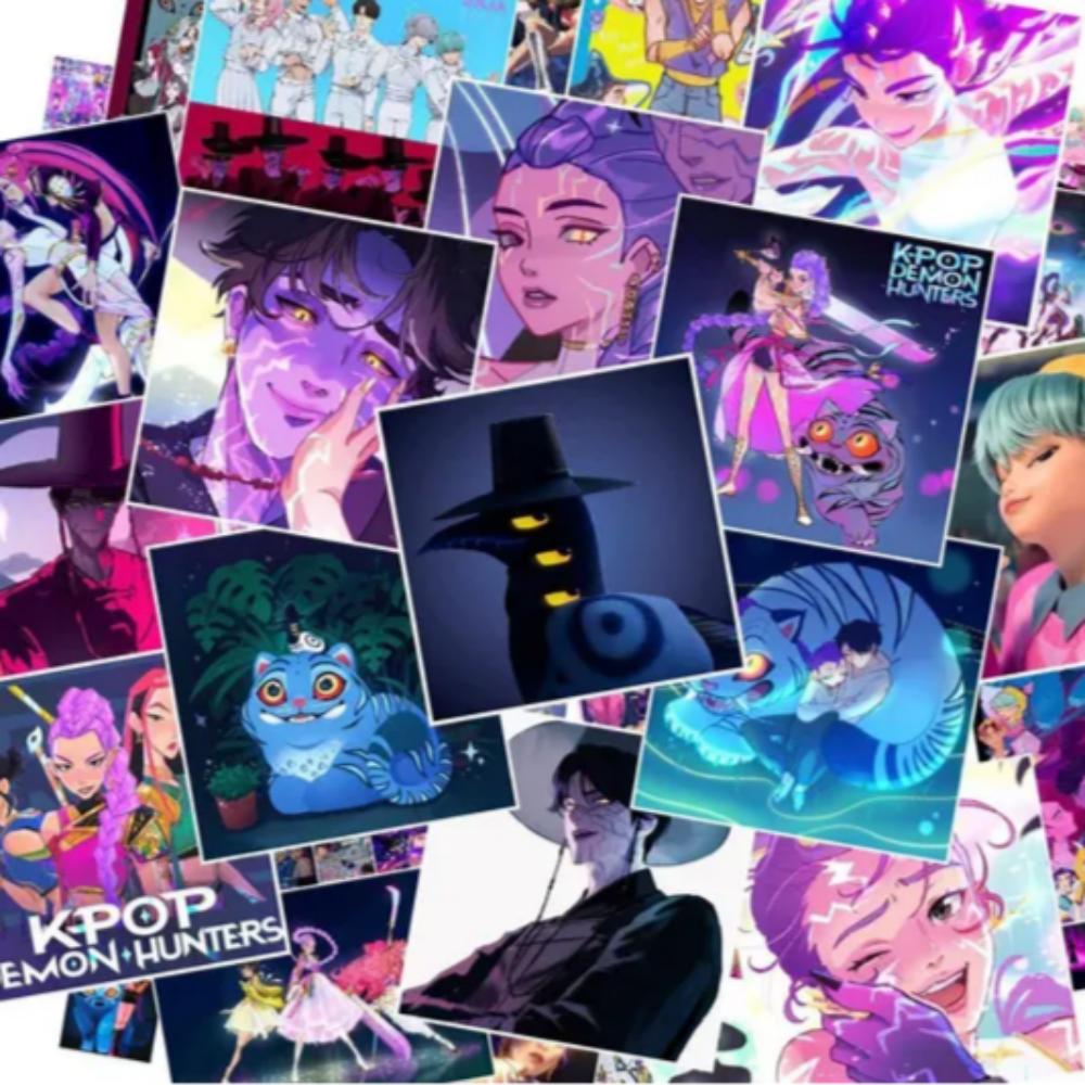 152 st Kpop Demon Hunters Fotokort, Koreansk Idolfilm, Huntrx Saja Boys Samlarkort, Demon Hunter Merchandise, Kpop Demon Hunters klistermärken.