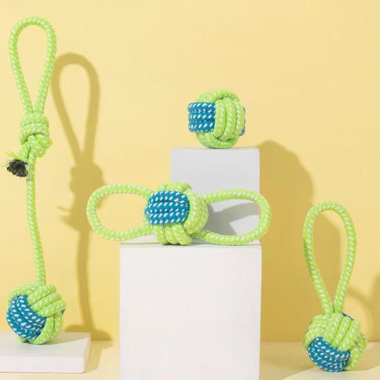 Rope Knot Dog Toy Knot Ball Chew Toy Interactive Tug-of-War Toy Soft Bite-Resistant Fetch Toy for Small To Large Dogs Teeth Cleaning Anxiety Relief
