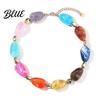 Short Collarbone Necklace Colorful Chunky Beaded for Women Resin Beads