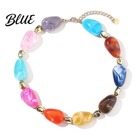 Short Collarbone Necklace Colorful Chunky Beaded for Women Resin Beads