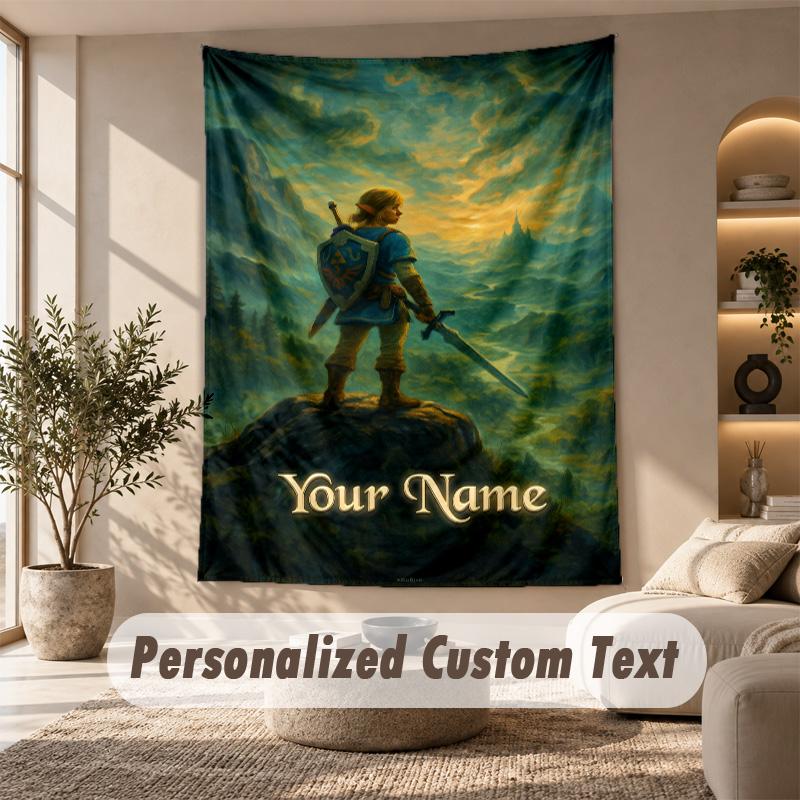Zelda Tapestry, Personalized Custom Text, Wall Hanging Tapestry For Living Room Home Wall Decor