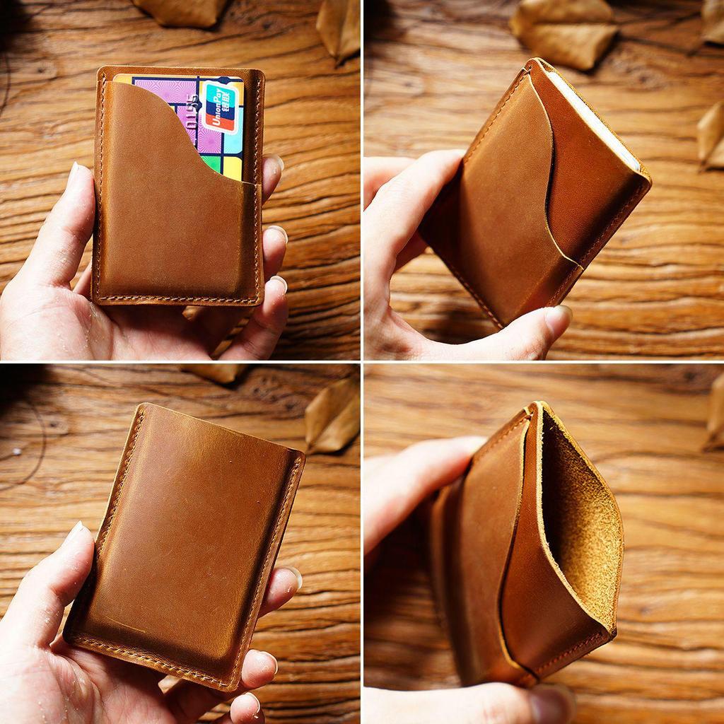 Retro Crazy Horse Leather Ultra-Thin Card Holder: Top Layer Cowhide with Multifunctional Storage