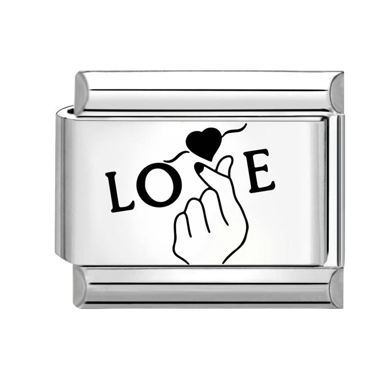 Fashion Laser Engraving Love Series Eye Sun Moon Cat Star Italian Charm Links Fit 9mm Stainless Steel Bracelet DIY Making Gift