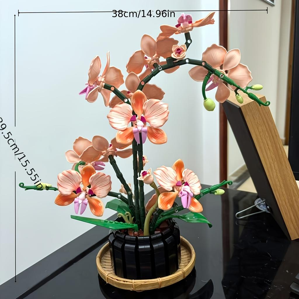 New Self-Assembly Orchid Building Block Set, Artificial Flower Building Blocks For Adults, Bonsai Plant Indoor Home Office Desk Decoration, Teacher'S