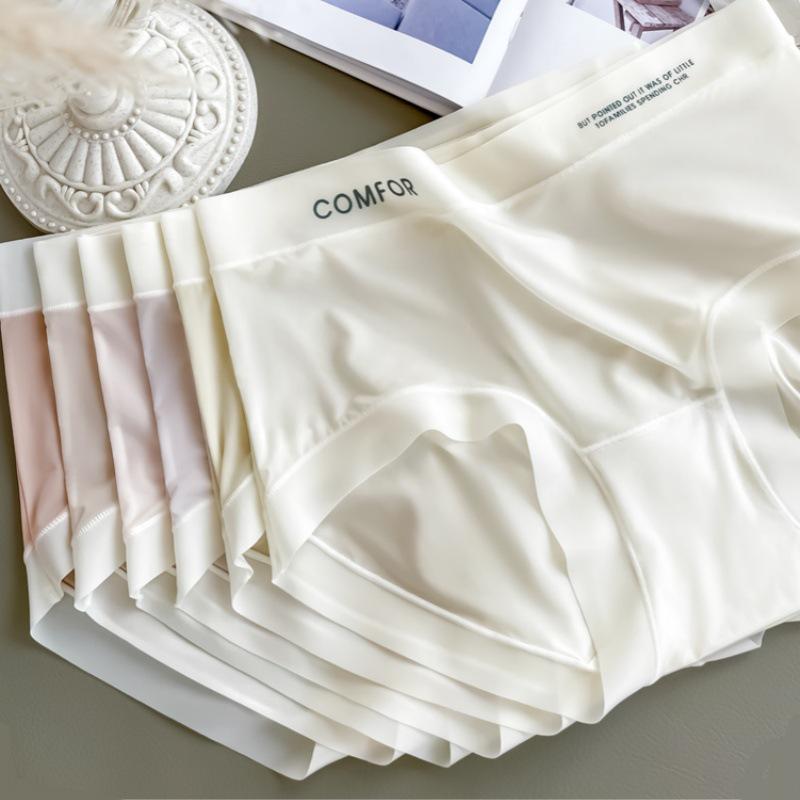 Ultra-Thin Seamless Women's Mulberry Silk Ice Silk Antibacterial Quick-Dry Mid-Waist Underwear
