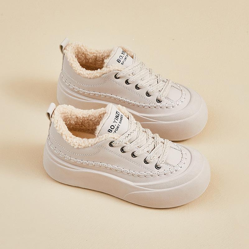 Winter Warm Snow Boots for Women Faux Suede Fuzzy Walking Shoes Women's Casual Anti-Slip Comfortable Chunky Platform Short Booties With Faux Fur Lined