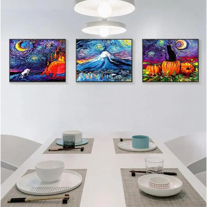 Starry Night by Vincent Van Gogh Famous Artist Art Print Wall Picture Canvas Oil Painting Home Wall Decor