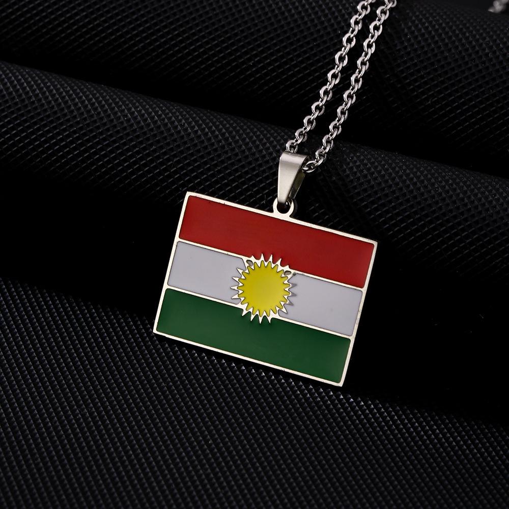 Kurdistan Pendant Necklace: Vintage Drip Oil Design, Stainless Steel for Men and Women