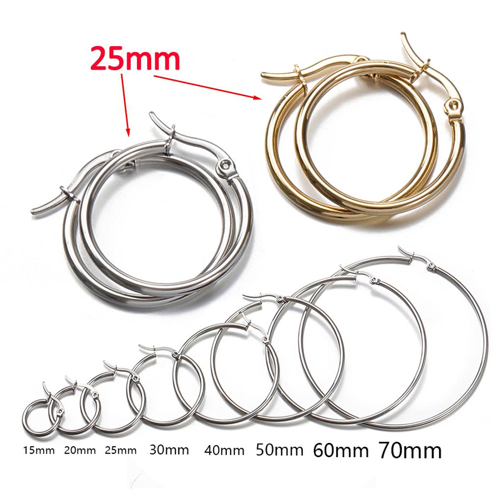 10pcs Black Open Earrings Circle Stainless Steel Earring Hooks 15-40mm Loop Base Ear Ring for Jewelry Making Components DIY