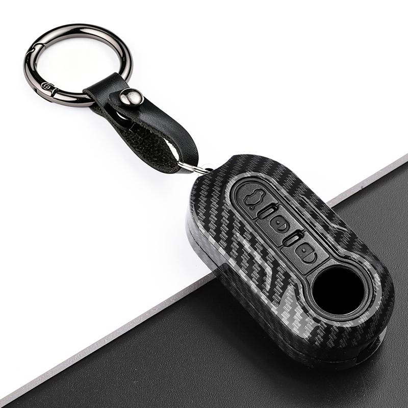 New Abs Carbon Fiber Car Key Cover Case Shell For Fiat 500 Ducato Panda 500L Punto Lancia Musa For Citroen Keychain Accessories