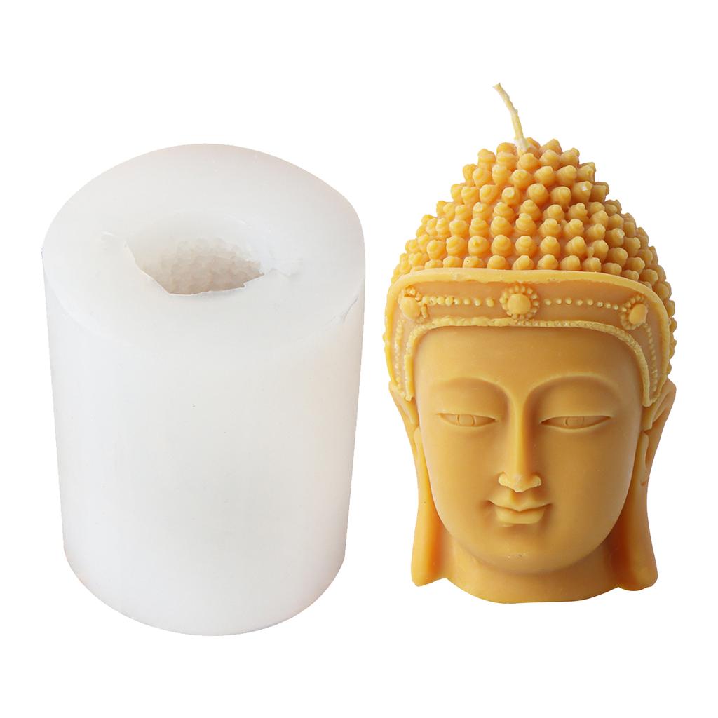 3D Buddha Head Candle Mold Silicone Meditation Buddha Head Shaped Mold Candle Creative Candle Making Silicone Moulds
