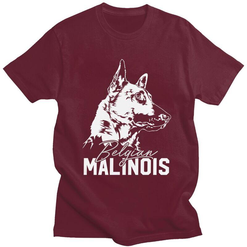 Custom Male Belgian Malinois Dog T Shirts Short Sleeves Cotton Tshirt Casual Mechelaar Shepherd Dog Tee Slim Fit Clothes