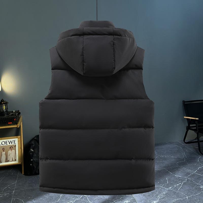 Young and young autumn and winter men's trendy cotton vest removable hat thickened casual warm vest vest vest fashion jacket