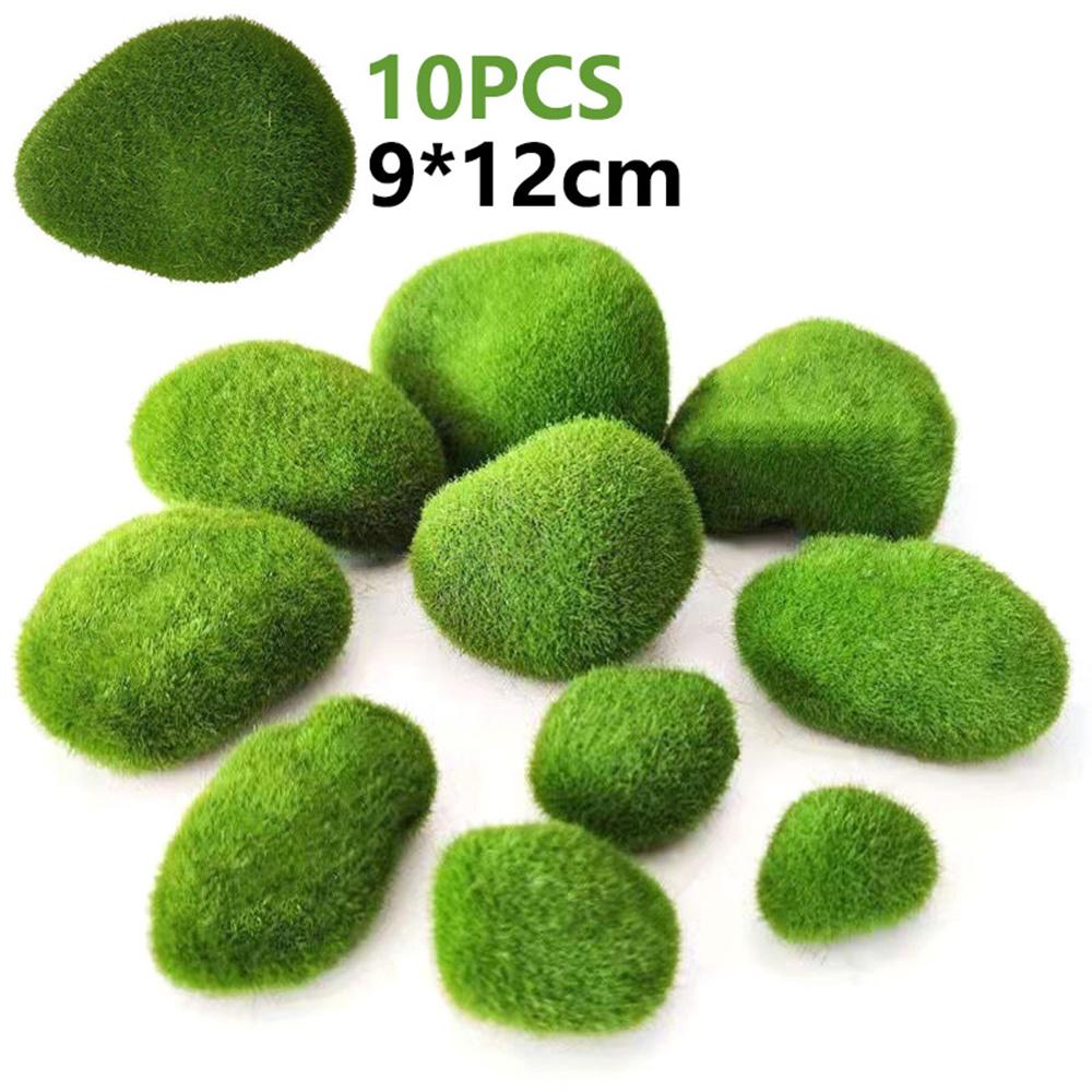 

10PCS Artificial Moss Rocks 9 x 12cm Realistic Faux Stone Shooting Prop Decor Garden Glass Container Crafts