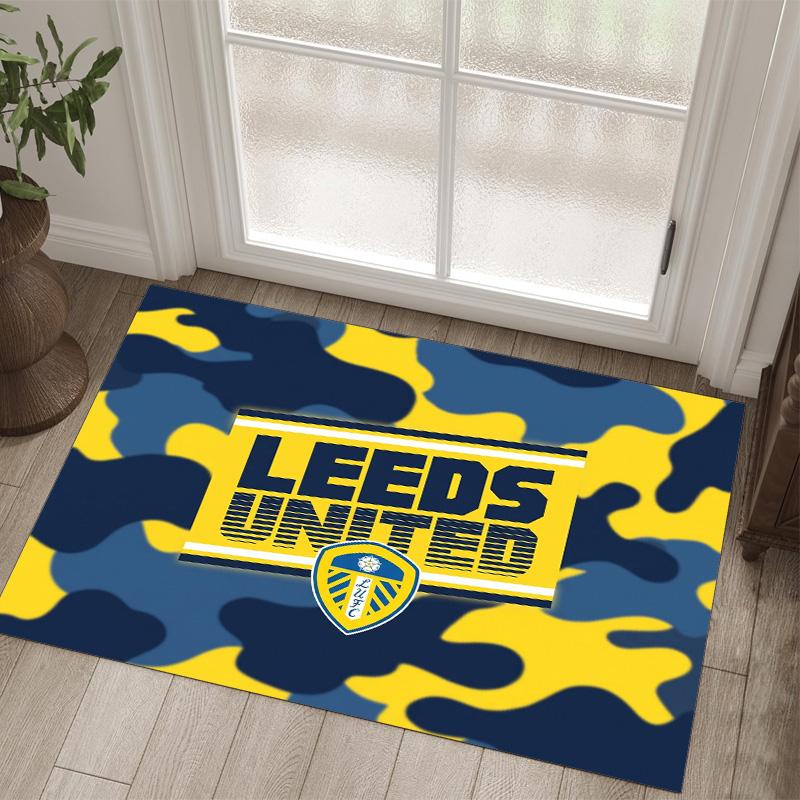 Leeds United Fußball Design Kristall Samt Teppich Gemütlich Kein?Rutschfester Teppich mit Aufdruck für Schlafzimmer Wohnzimmer Eingang