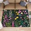 Vintage Boho Floral Area Rug Watercolor Wildflower Pattern Non-Slip Large Rug Spring Botanical Themed Floor Mat for Living Room
