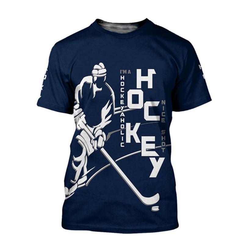 Camiseta Deportiva de Hockey con Estampado 3D Nueva de Verano Camisetas Gráficas para Hombres Amantes del Hockey y el Fitness Mangas Cortas Moda Camisetas
