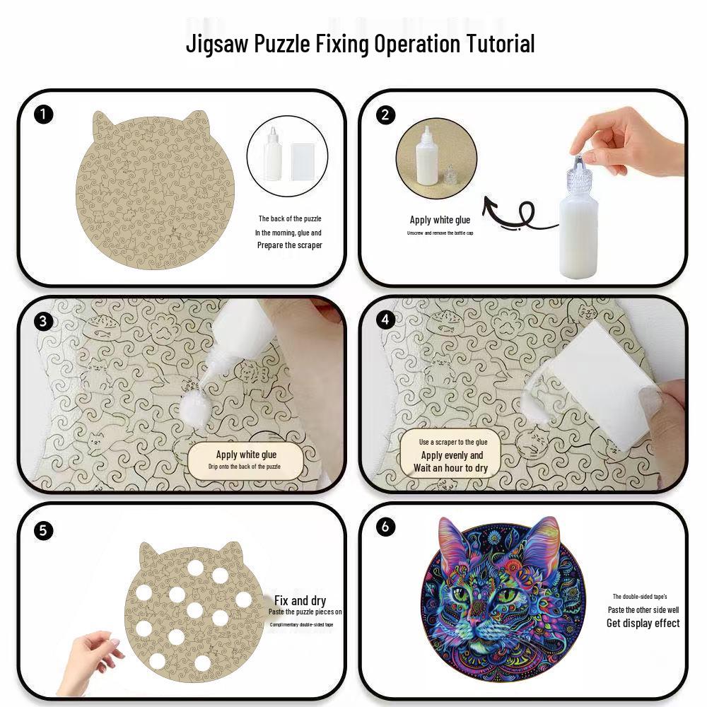 HOOLOOG Irregular Wooden Cat Jigsaw Puzzle - Educational Decorative Toy & Decompression Gift with Piggy Bank Feature