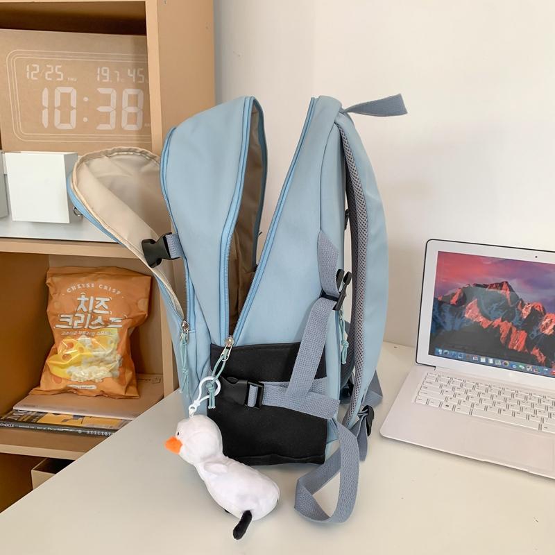 Men Lightweight Backpack Letter Print Student Schoolbag Women Large Capacity Campus Backpack with Pen Bag