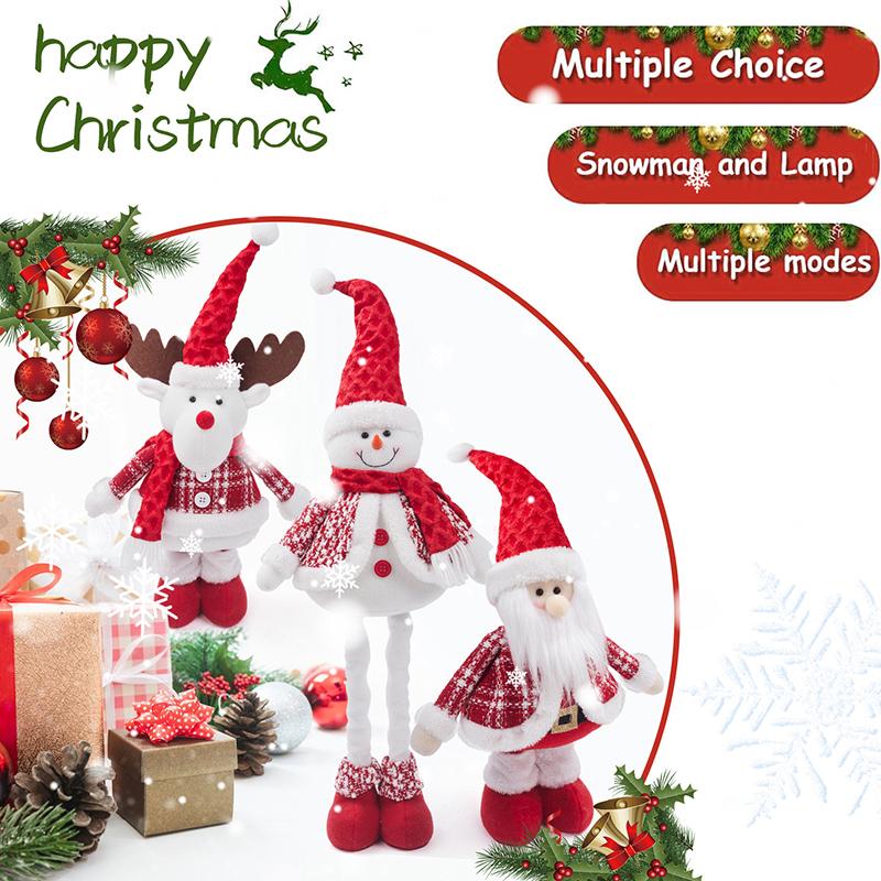 Retractable Festive Ornaments Santa Deer Snowman Polyester Sculpture Space Saving Tabletop Holiday Display