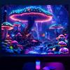 SparkLia Blacklight Mushroom Forest Tapestry - UV Reactive Glow in the Dark Fantasy Waterfall Wall Hanging, Colorful Neon Mushroom Landscape Art