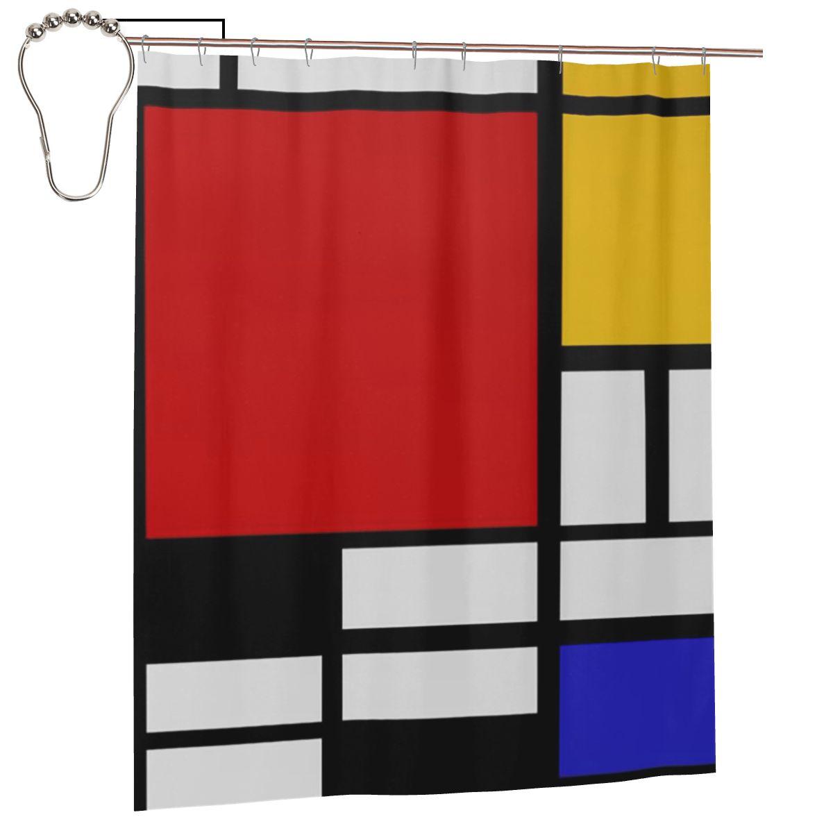

Piet Mondrian De Stijl Shower Curtain Bathroom Polyester Waterproof Bath Curtains With Hooks W60H190(CM)-1 Pcs