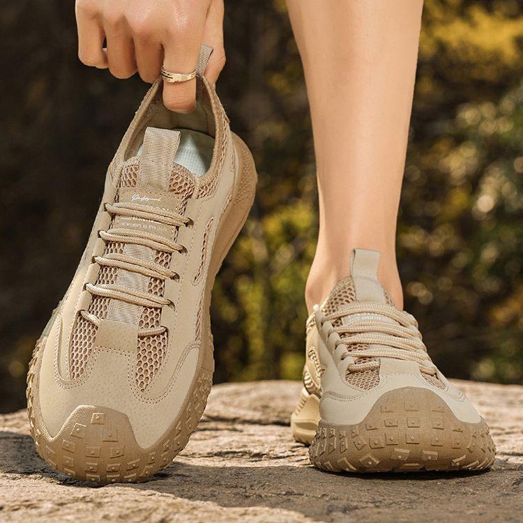 Men's Breathable Versatile Casual Mesh Shoes with Soft Sole and Hollow Round Toe for Outdoor Sports and Casual Wear