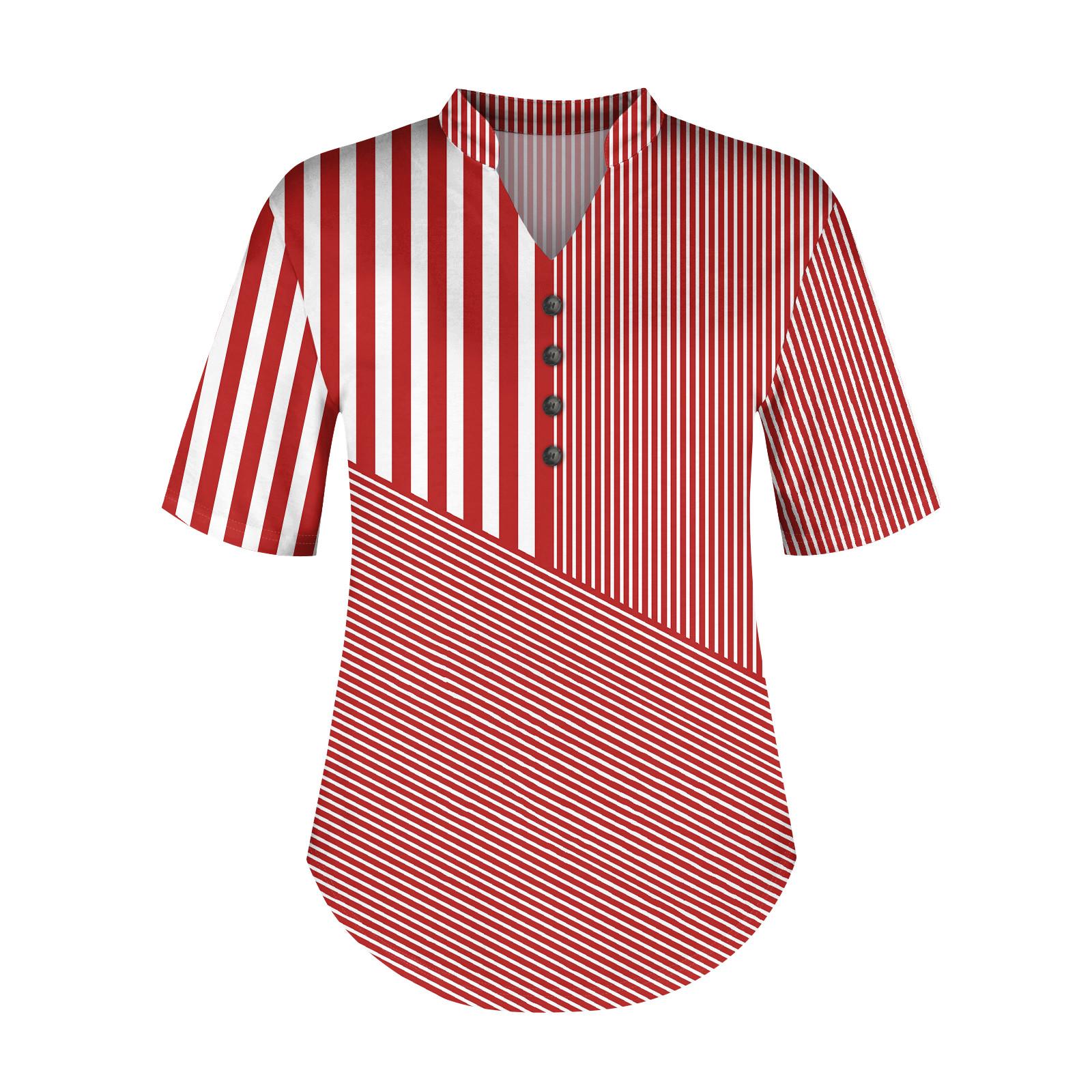 

Модный женский свободный летний повседневный нарядный топ на пуговицах с v-образным вырезом и короткими рукавами XL красный